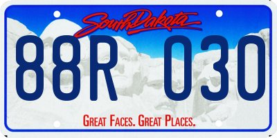SD license plate 88RO30