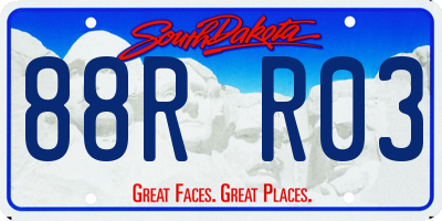 SD license plate 88RR03
