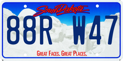 SD license plate 88RW47