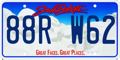 SD license plate 88RW62