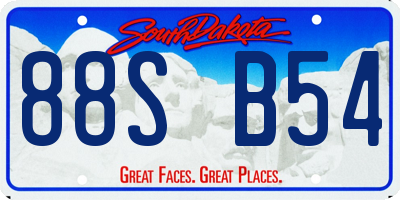 SD license plate 88SB54