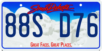 SD license plate 88SD76