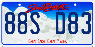 SD license plate 88SD83