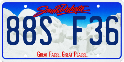 SD license plate 88SF36