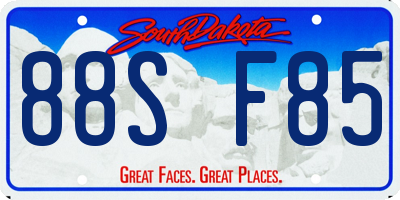 SD license plate 88SF85