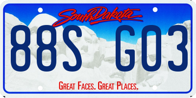 SD license plate 88SG03