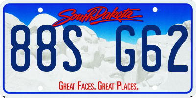 SD license plate 88SG62