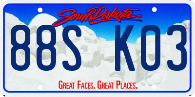 SD license plate 88SK03