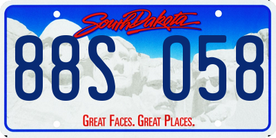 SD license plate 88SO58