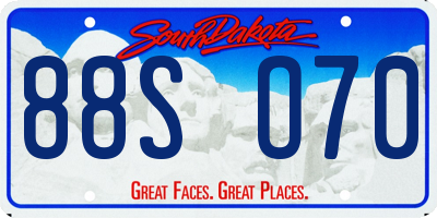 SD license plate 88SO70