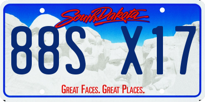 SD license plate 88SX17