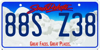 SD license plate 88SZ38