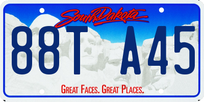 SD license plate 88TA45