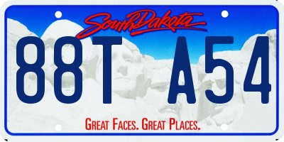 SD license plate 88TA54