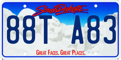 SD license plate 88TA83