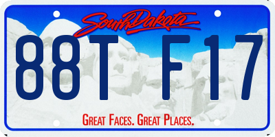SD license plate 88TF17