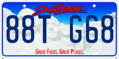 SD license plate 88TG68