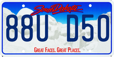 SD license plate 88UD50