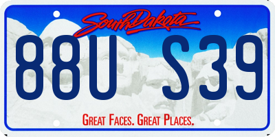 SD license plate 88US39