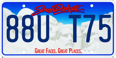 SD license plate 88UT75
