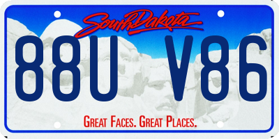 SD license plate 88UV86
