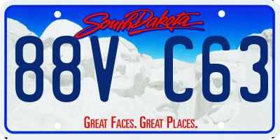 SD license plate 88VC63