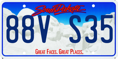SD license plate 88VS35