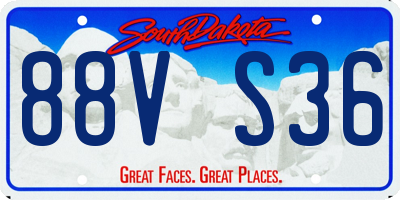 SD license plate 88VS36