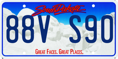 SD license plate 88VS90