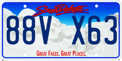 SD license plate 88VX63