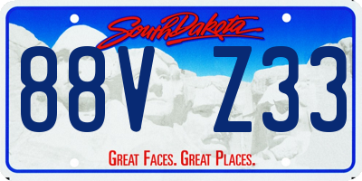 SD license plate 88VZ33