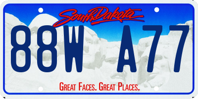 SD license plate 88WA77