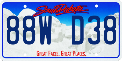 SD license plate 88WD38