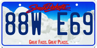 SD license plate 88WE69
