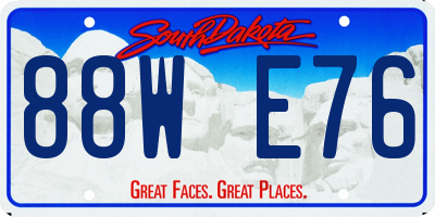 SD license plate 88WE76