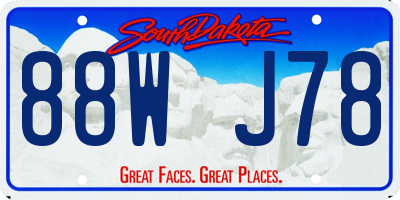 SD license plate 88WJ78
