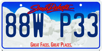 SD license plate 88WP33