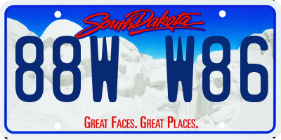 SD license plate 88WW86