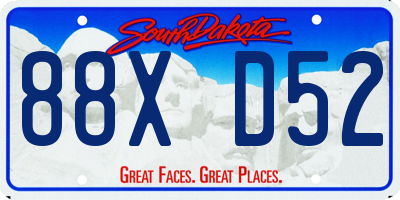 SD license plate 88XD52