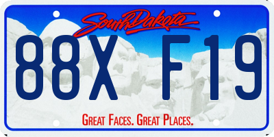 SD license plate 88XF19