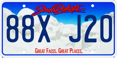 SD license plate 88XJ20