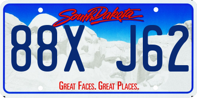SD license plate 88XJ62