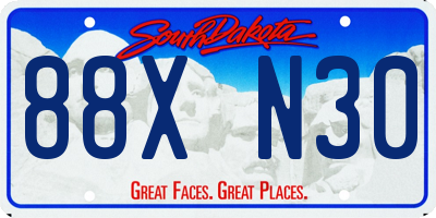 SD license plate 88XN30