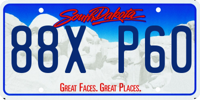 SD license plate 88XP60