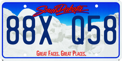 SD license plate 88XQ58