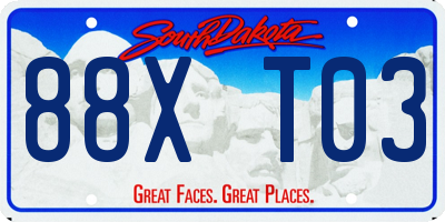 SD license plate 88XT03
