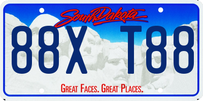 SD license plate 88XT88