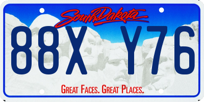 SD license plate 88XY76