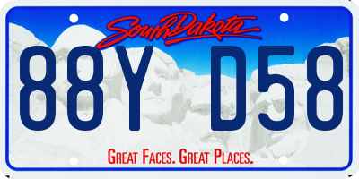 SD license plate 88YD58