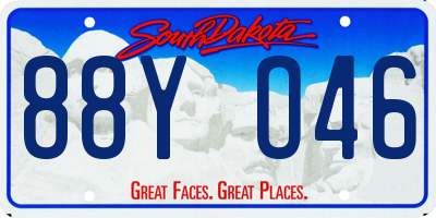 SD license plate 88YO46